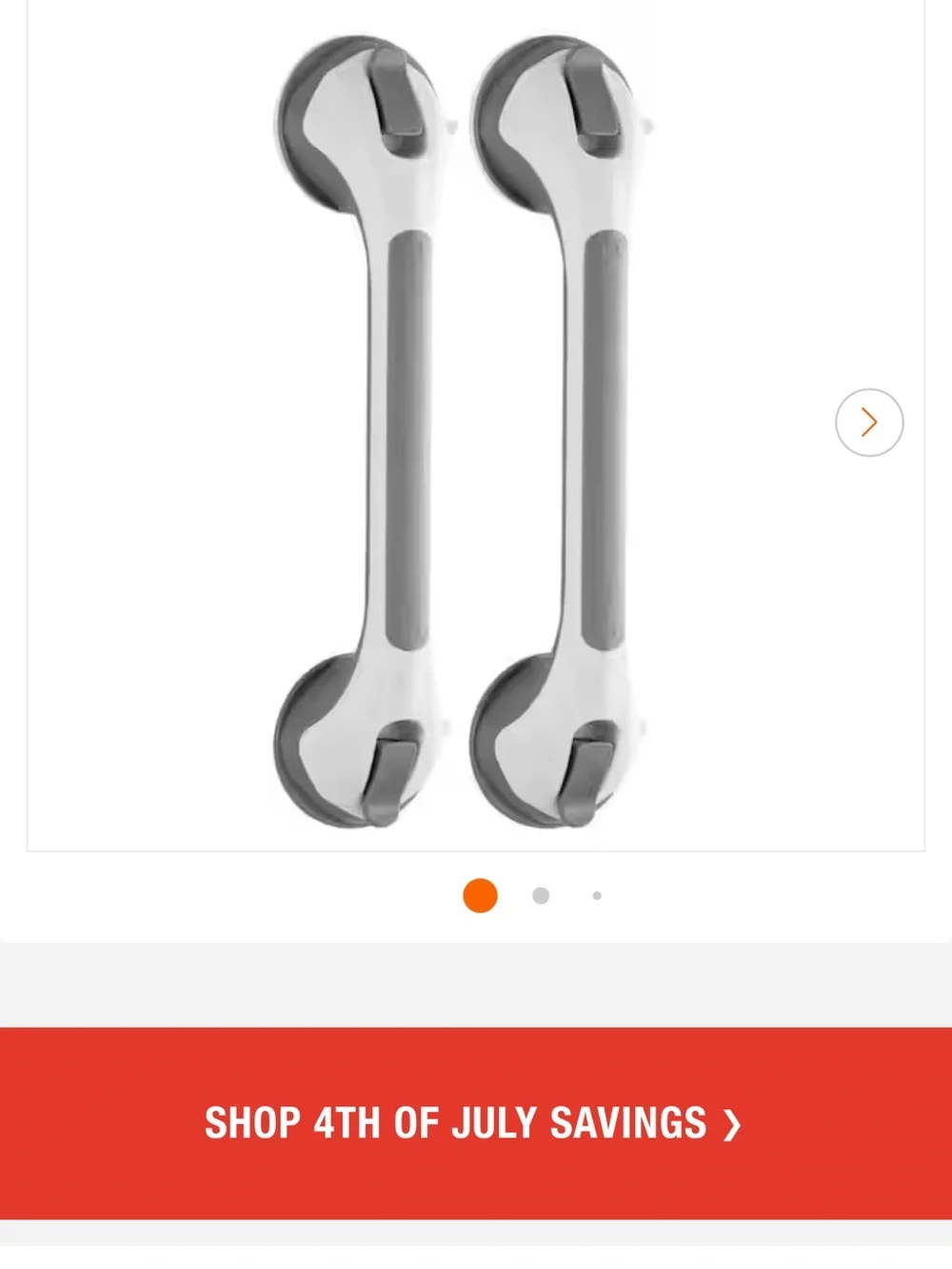 White and Gray Suction Grab Bar for Bathroom Safety